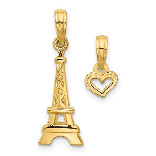 14k-polished-and-satin-eiffel-tower-with-separate-heart-pendant-set-SolomonJeweler-Wichita-KS-CustomJewelry