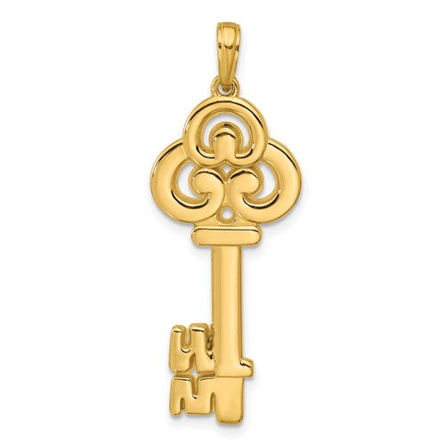 14k-polished-fancy-key-pendant-SolomonJeweler-Wichita-KS-CustomJewelry