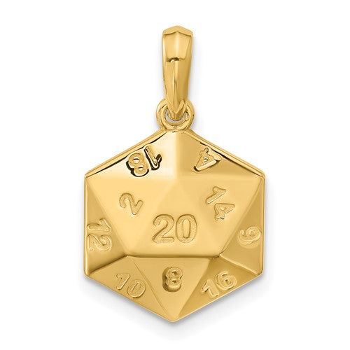 14k-polished-d20-twenty-sided-dice-pendant-SolomonJeweler-Wichita-KS-CustomJewelry