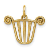 14K polished gold lyre pendant featuring intricate design, perfect for necklaces, from Solomon Jewelers' gold pendants and charms collection.