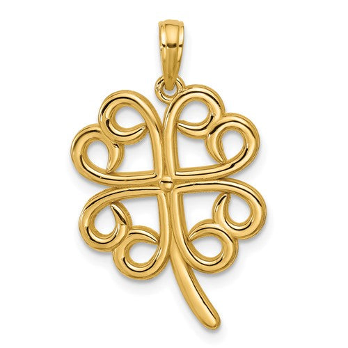 14k-polished-four-leaf-clover-pendant-SolomonJeweler-Wichita-KS-CustomJewelry