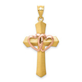 14k-two-tone-double-heart-cross-charm-SolomonJeweler-Wichita-KS-CustomJewelry
