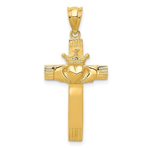 14k-claddagh-cross-pendant-SolomonJeweler-Wichita-KS-CustomJewelry