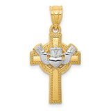 14ky-and-rhodium-accent-claddagh-cross-pendant-SolomonJeweler-Wichita-KS-CustomJewelry