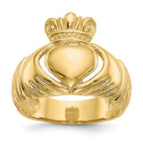 14k polished domed Claddagh ring from Solomon Jewelers, featuring detailed heart and crown design in sterling silver jewelry.