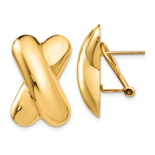 14k-polished-x-omega-back-post-earrings-SolomonJeweler-Wichita-KS-CustomJewelry