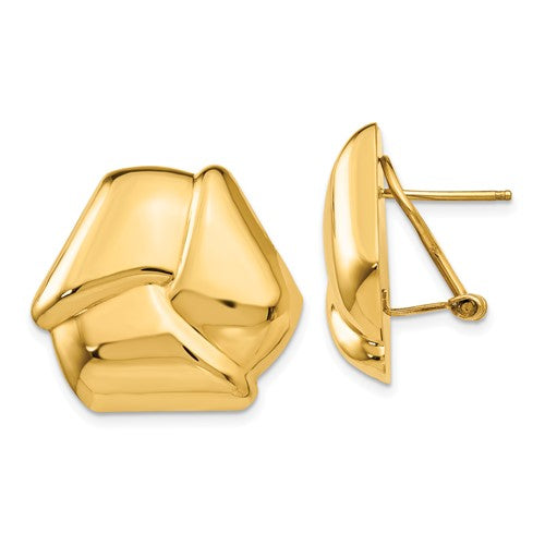 14k-polished-knot-omega-back-post-earrings-SolomonJeweler-Wichita-KS-CustomJewelry