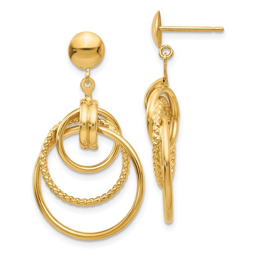 14k-polished-and-textured-intertwined-circle-post-earrings-SolomonJeweler-Wichita-KS-CustomJewelry