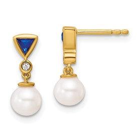 14k-polished-diamond-and-sapphire-pearl-dangle-post-earrings-SolomonJeweler-Wichita-KS-CustomJewelry