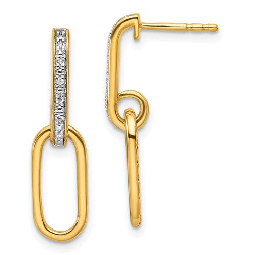14k-polished-diamond-paper-clip-link-fashion-dangle-post-earrings-SolomonJeweler-Wichita-KS-CustomJewelry