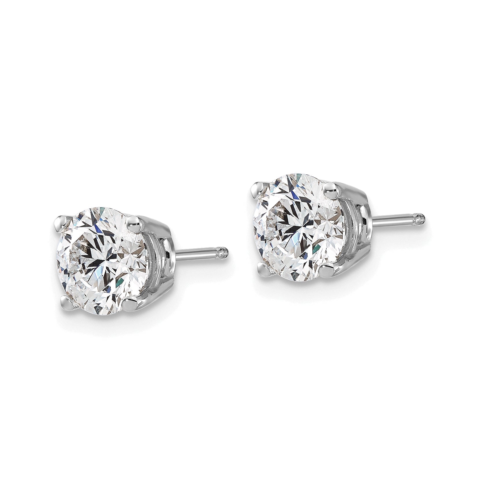 14K White Gold Lab Grown Diamond 2ctw VS/SI FGH 4 Prong Earrings - Solomon Jewelers