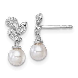 14k-white-gold-polished-diamond-and-pearl-dangle-post-earrings-SolomonJeweler-Wichita-KS-CustomJewelry