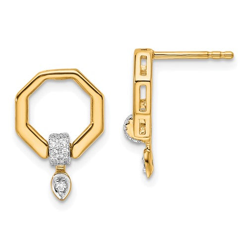 14k-polished-diamond-octagon-drop-post-earrings-SolomonJeweler-Wichita-KS-CustomJewelry