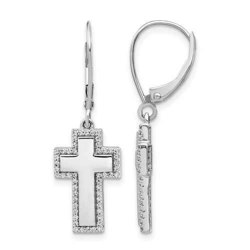 14k-white-gold-diamond-fancy-cross-leverback-earrings-SolomonJeweler-Wichita-KS-CustomJewelry