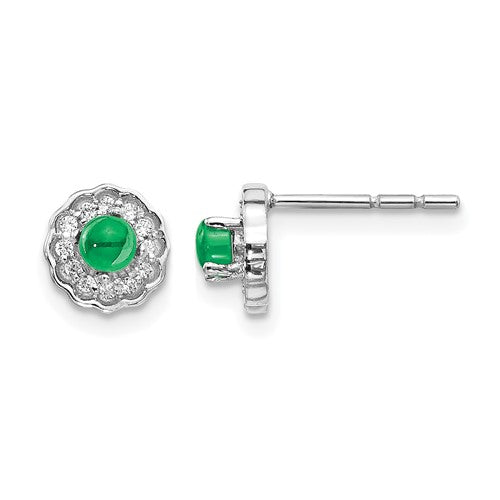 14k-white-gold-diamond-and-cabochon-emerald-earrings-SolomonJeweler-Wichita-KS-CustomJewelry