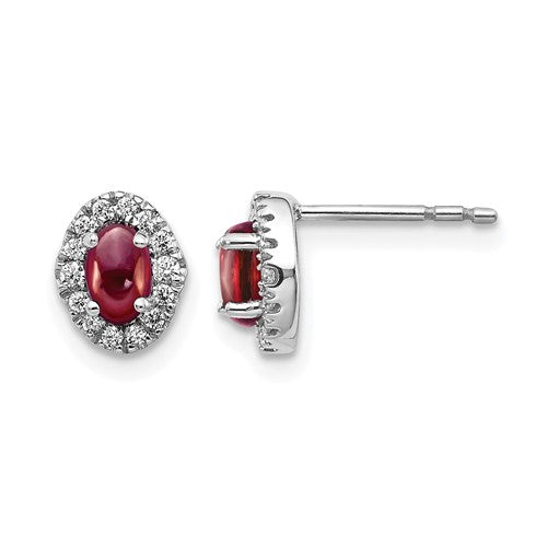 14k-white-gold-diamond-and-cabochon-garnet-earrings-SolomonJeweler-Wichita-KS-CustomJewelry