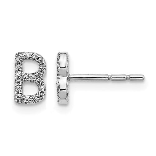 14k-white-gold-diamond-initial-b-earrings-SolomonJeweler-Wichita-KS-CustomJewelry