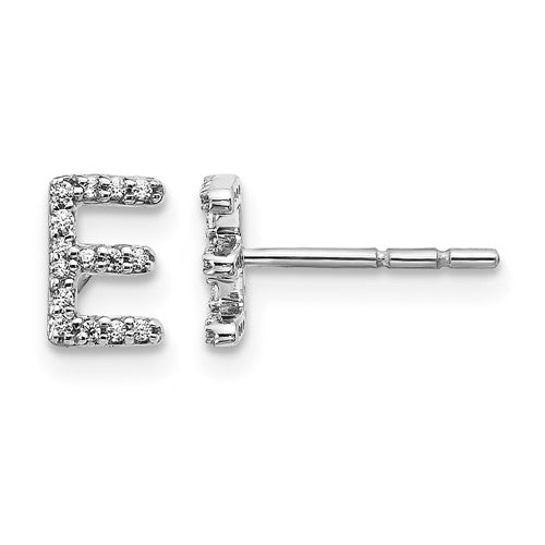 14k-white-gold-diamond-initial-e-earrings-SolomonJeweler-Wichita-KS-CustomJewelry
