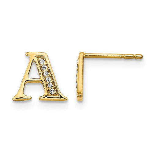 14k-diamond-initial-a-earrings-SolomonJeweler-Wichita-KS-CustomJewelry