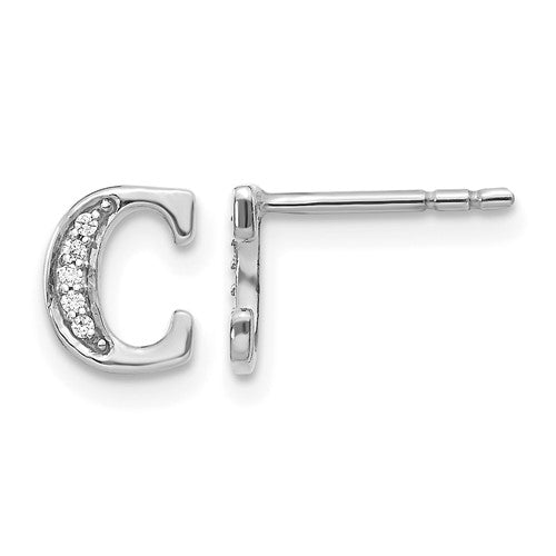 14k-white-gold-diamond-initial-c-earrings-SolomonJeweler-Wichita-KS-CustomJewelry