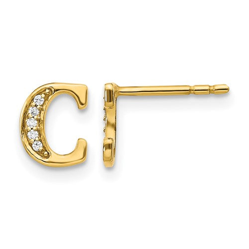 14k-diamond-initial-c-earrings-SolomonJeweler-Wichita-KS-CustomJewelry