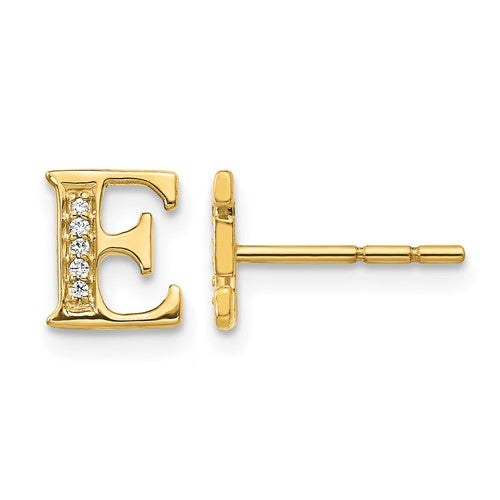 14k-diamond-initial-e-earrings-SolomonJeweler-Wichita-KS-CustomJewelry