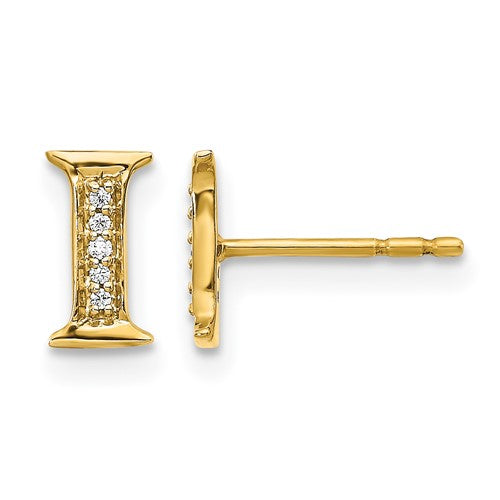 14k-diamond-initial-i-earrings-SolomonJeweler-Wichita-KS-CustomJewelry