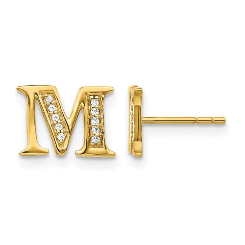 14k-diamond-initial-m-earrings-SolomonJeweler-Wichita-KS-CustomJewelry