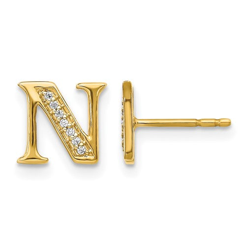 14k-diamond-initial-n-earrings-SolomonJeweler-Wichita-KS-CustomJewelry