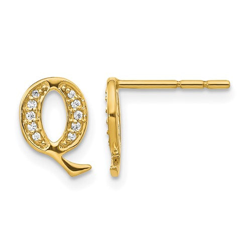 14k-diamond-initial-q-earrings-SolomonJeweler-Wichita-KS-CustomJewelry
