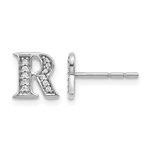 14k-white-gold-diamond-initial-r-earrings-SolomonJeweler-Wichita-KS-CustomJewelry