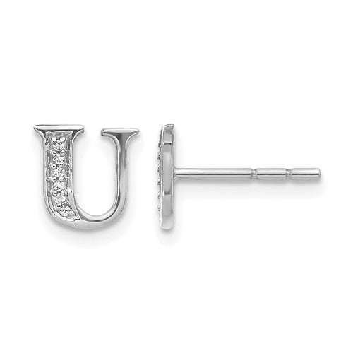 14k-white-gold-diamond-initial-u-earrings-SolomonJeweler-Wichita-KS-CustomJewelry