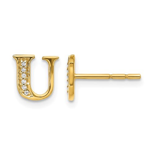 14k-diamond-initial-u-earrings-SolomonJeweler-Wichita-KS-CustomJewelry