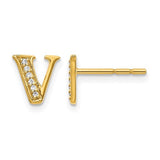 14k-diamond-initial-v-earrings-SolomonJeweler-Wichita-KS-CustomJewelry
