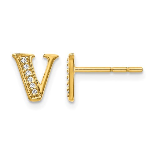14k-diamond-initial-v-earrings-SolomonJeweler-Wichita-KS-CustomJewelry
