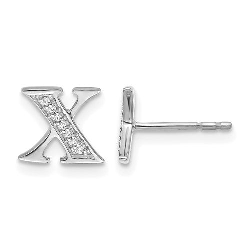 14k-white-gold-diamond-initial-x-earrings-SolomonJeweler-Wichita-KS-CustomJewelry