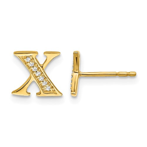 14k-diamond-initial-x-earrings-SolomonJeweler-Wichita-KS-CustomJewelry