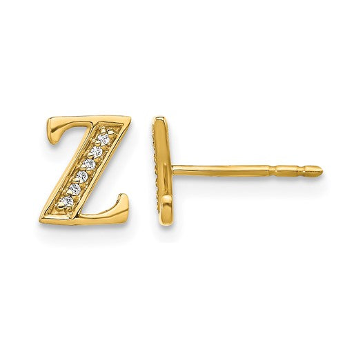 14k-diamond-initial-z-earrings-SolomonJeweler-Wichita-KS-CustomJewelry
