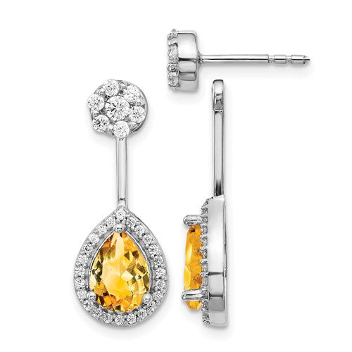 14k-white-gold-diamond-pear-citrine-front-back-earrings-SolomonJeweler-Wichita-KS-CustomJewelry