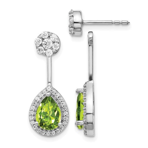 14k-white-gold-diamond-pear-peridot-front-back-earrings-SolomonJeweler-Wichita-KS-CustomJewelry