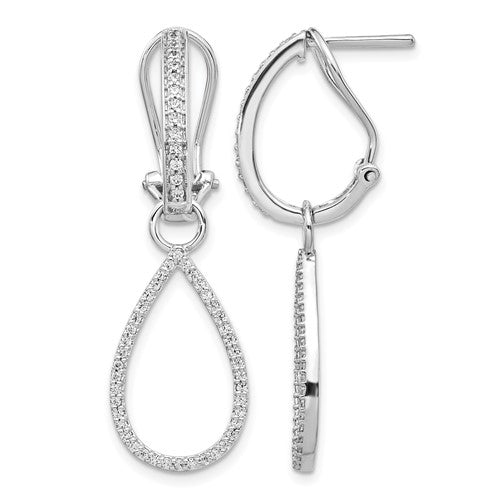14k-white-gold-diamond-teardrop-dangle-omega-back-earrings-SolomonJeweler-Wichita-KS-CustomJewelry