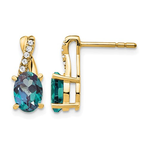 14k-created-alexandrite-and-diamond-earrings-SolomonJeweler-Wichita-KS-CustomJewelry