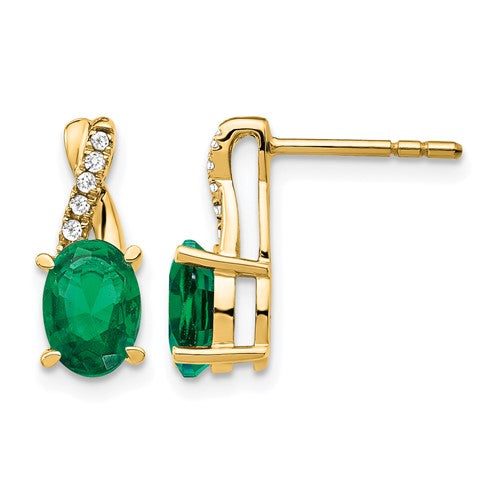 14k-created-emerald-and-diamond-earrings-SolomonJeweler-Wichita-KS-CustomJewelry