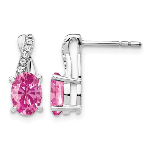 14k-white-gold-created-pink-sapphire-and-diamond-earrings-SolomonJeweler-Wichita-KS-CustomJewelry