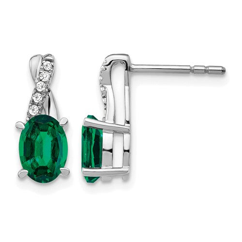 14k-white-gold-created-emerald-and-diamond-earrings-SolomonJeweler-Wichita-KS-CustomJewelry