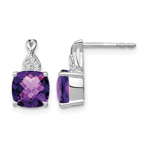 14k-white-gold-checkerboard-amethyst-and-diamond-earrings-SolomonJeweler-Wichita-KS-CustomJewelry
