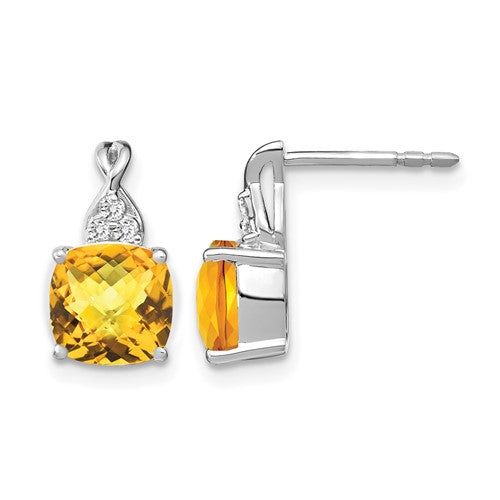 14k-white-gold-checkerboard-citrine-and-diamond-earrings-SolomonJeweler-Wichita-KS-CustomJewelry