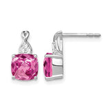 14k-white-gold-checkerboard-created-pink-sapphire-and-diamond-earrings-SolomonJeweler-Wichita-KS-CustomJewelry