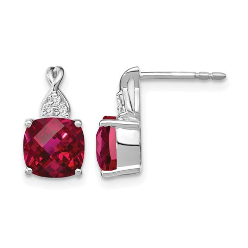 14k-white-gold-checkerboard-created-ruby-and-diamond-earrings-SolomonJeweler-Wichita-KS-CustomJewelry