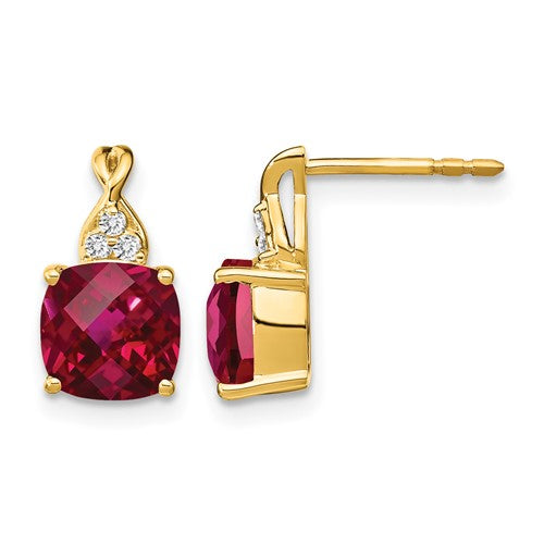 14k-checkerboard-created-ruby-and-diamond-earrings-SolomonJeweler-Wichita-KS-CustomJewelry